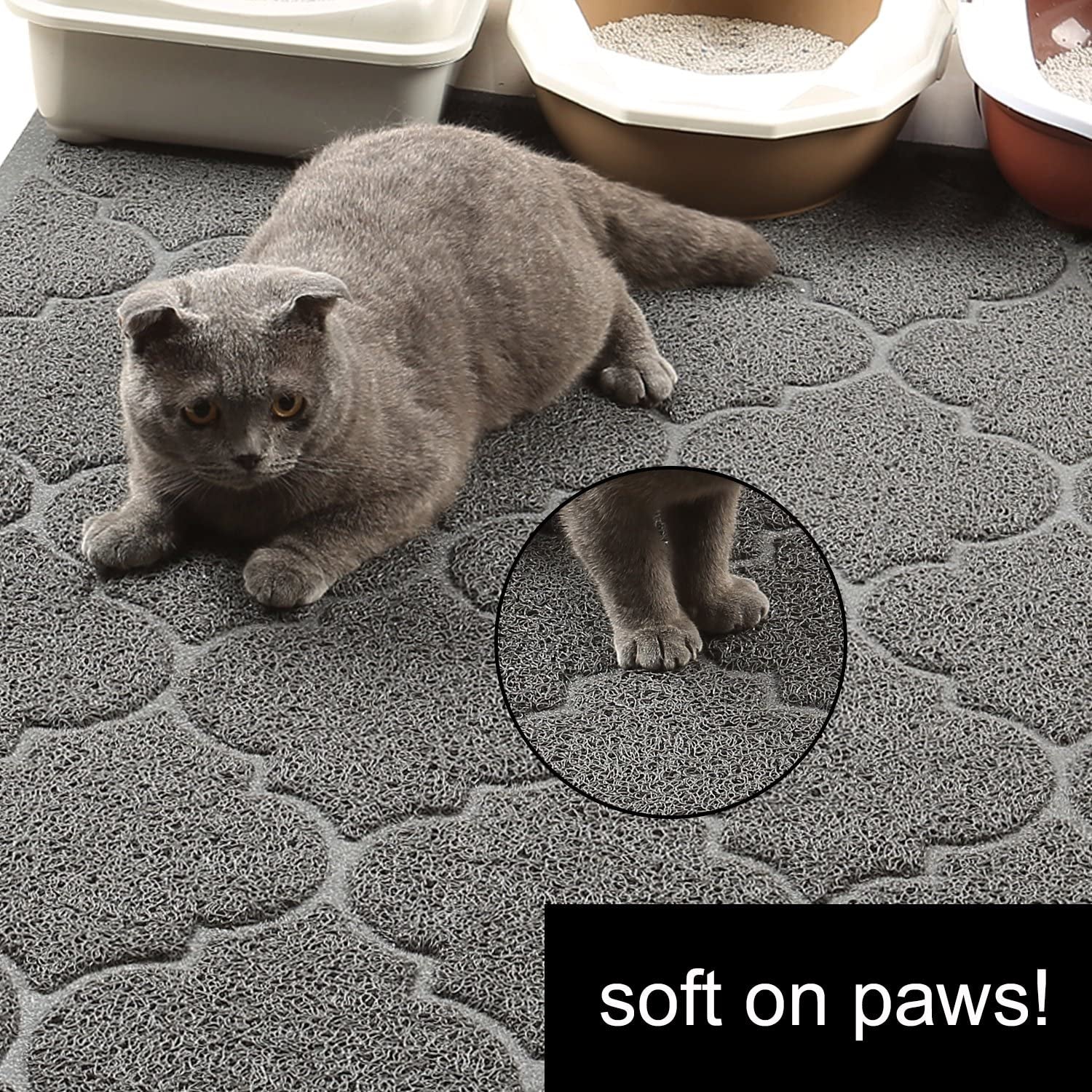 Cat Litter Mat, XL Super Size, Phthalate Free, Easy to Clean, 46X35 Inches, Durable, Soft on Paws, Large Litter Mat.