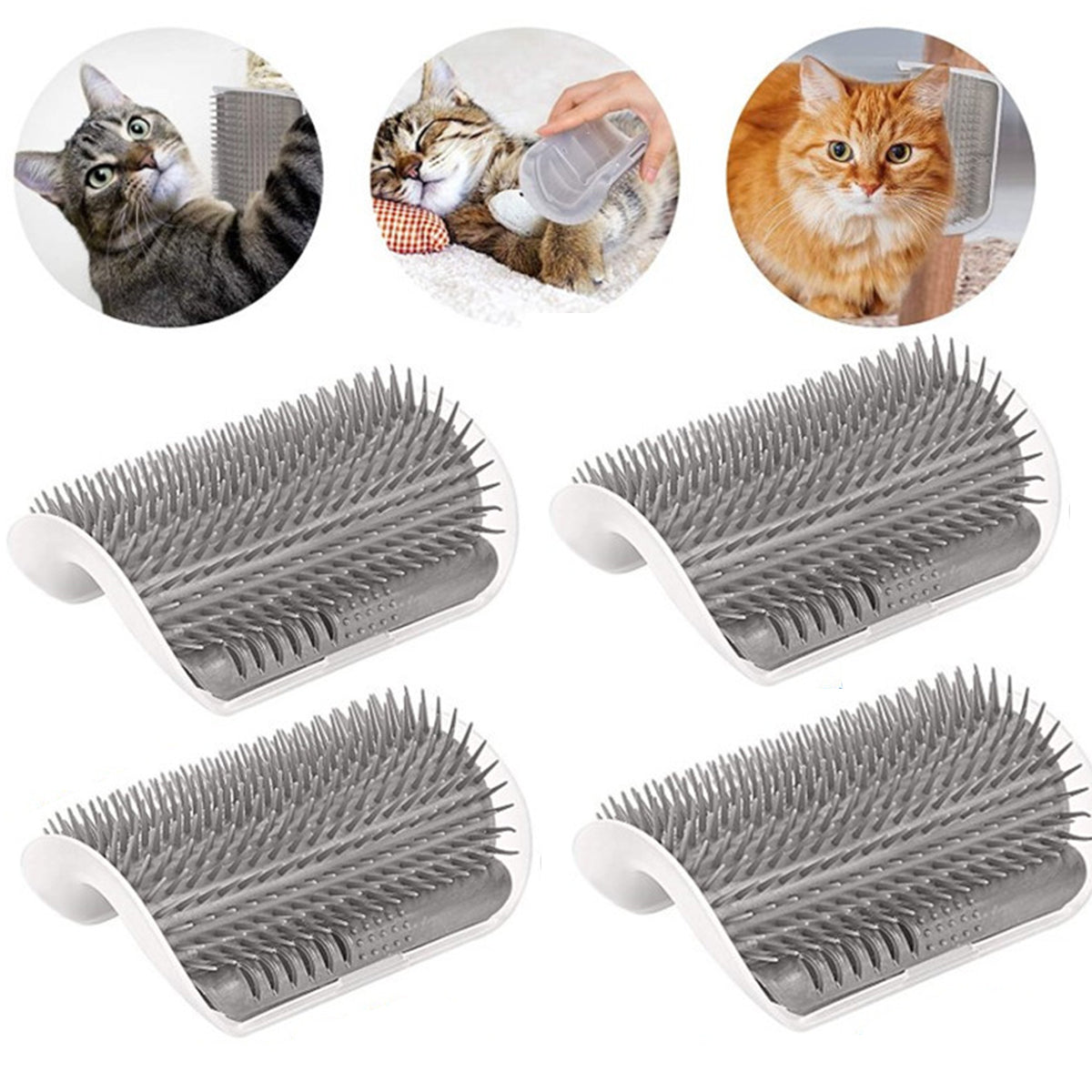 4 Pcs Cat Brush Cat Corner Self Groomer Softer Pet Wall Corner Massage Comb Corner Scratcher Pet Grooming Brush Comb Grooming