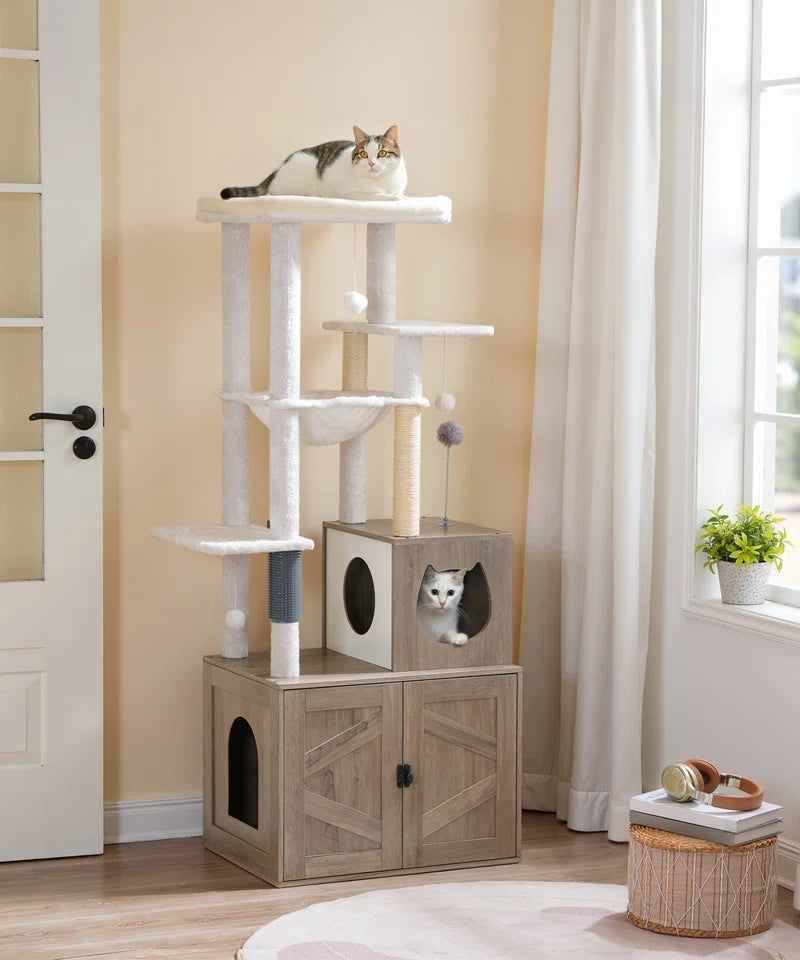 Neligh 59.4'' Tall Cat Tree with Litter Box Enclosure