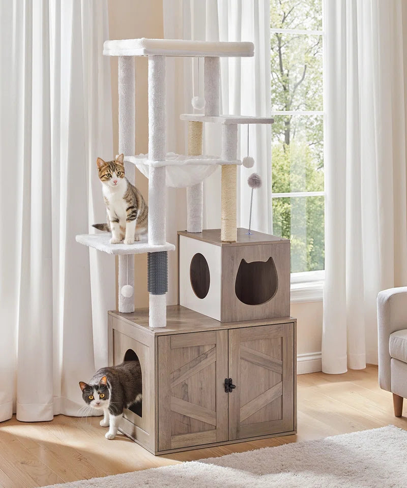 Neligh 59.4'' Tall Cat Tree with Litter Box Enclosure