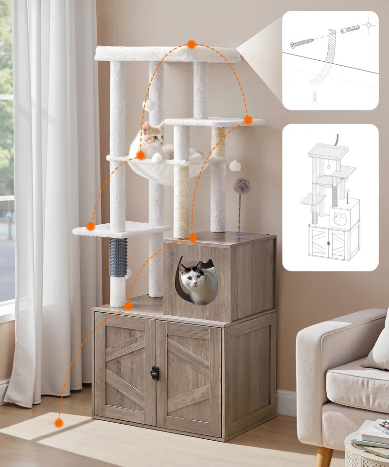 Neligh 59.4'' Tall Cat Tree with Litter Box Enclosure