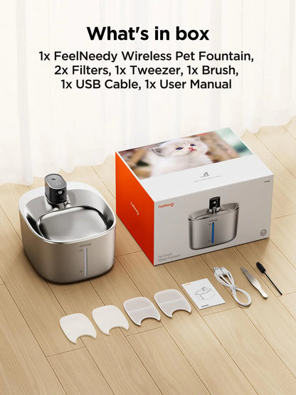 4L Stainless Steel Cat Water Fountain Battery Operated