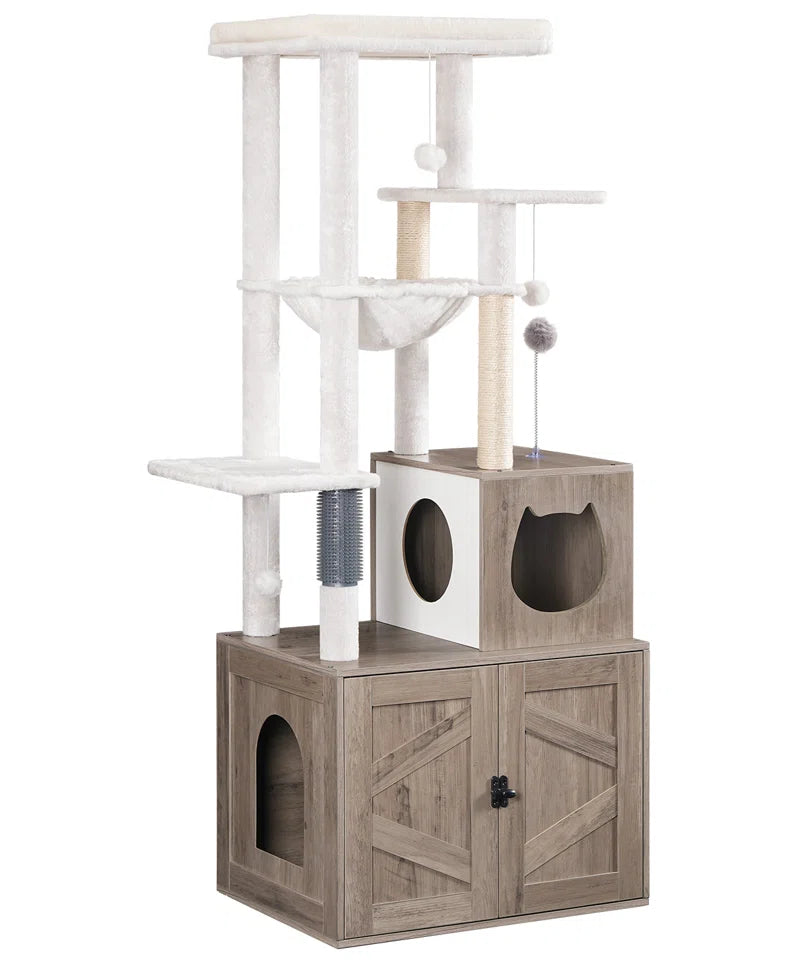 Neligh 59.4'' Tall Cat Tree with Litter Box Enclosure